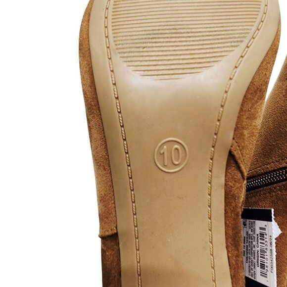 Womens Tan Faux Suede Pointed Toe Ankle Boots With Kitten Heel Size 10 - Picture 3 of 10